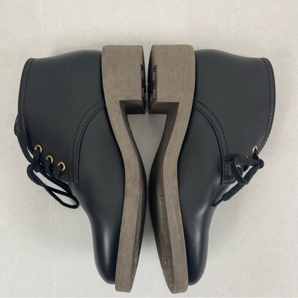 Chanel Black Leather Lace-Up Ankle Boots G31797 CC Logo Crepe Sole Sz40 US 9.5 - Picture 5 of 13